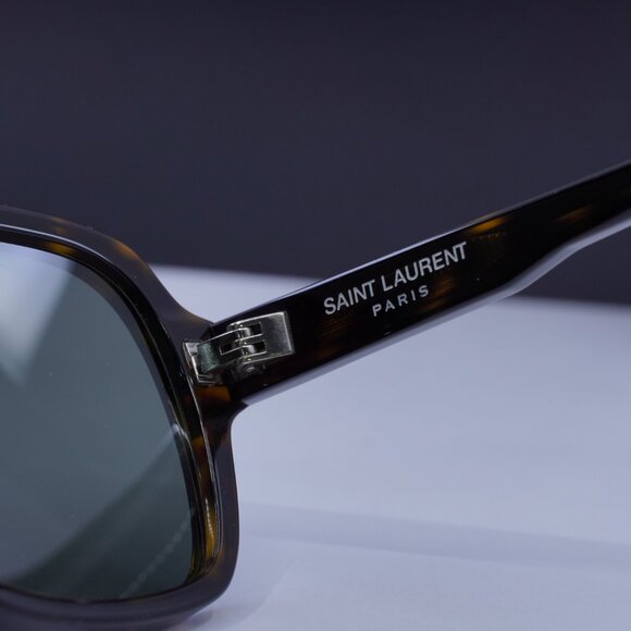 Saint Laurent SL609 CAROLYN 002 Aviator Sunglasses - Havana/Grey - Picture 10 of 12